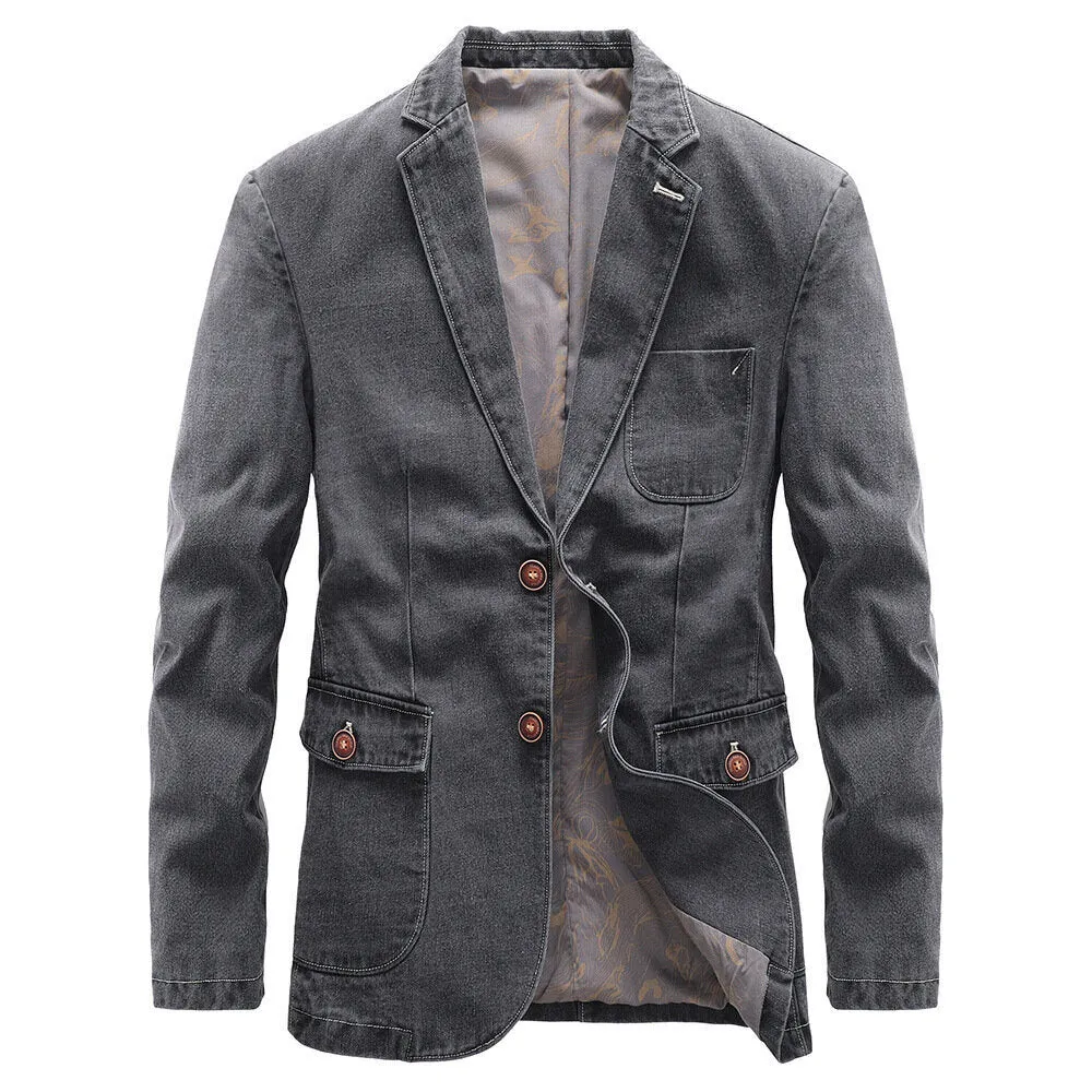 Men Denim Jacket Business Casual Jacket