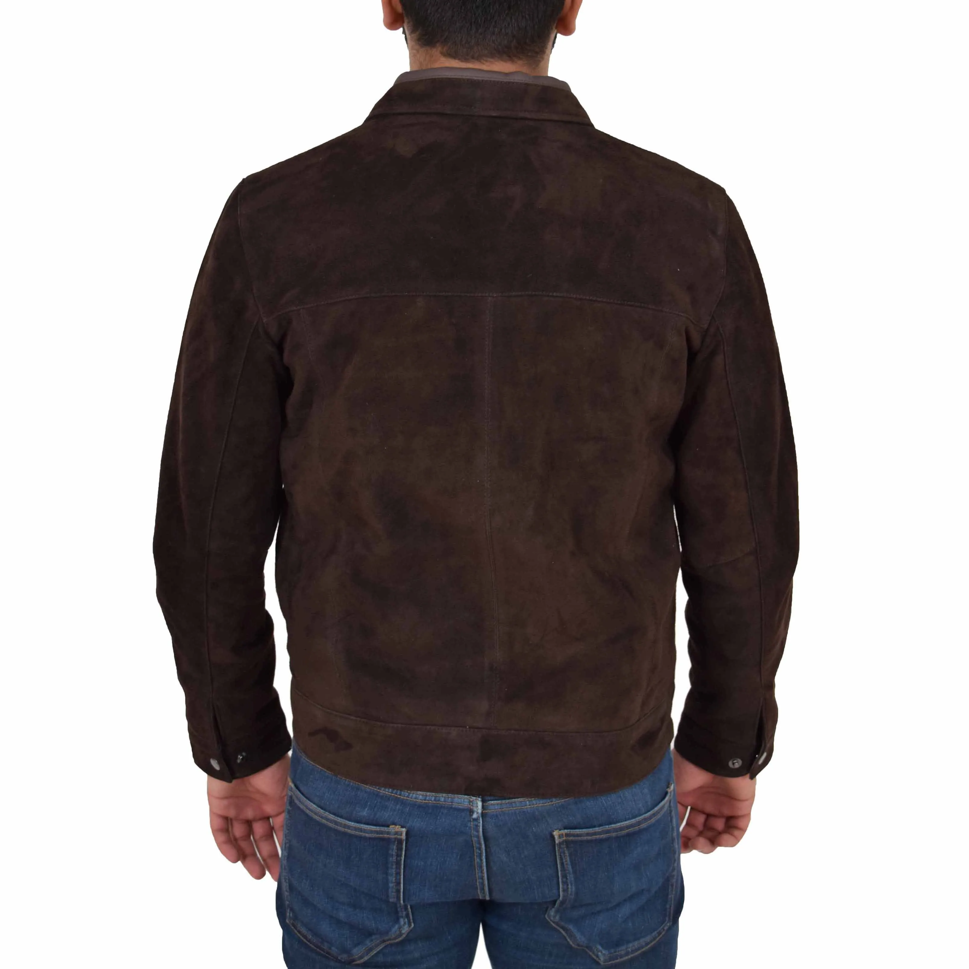 Mens Genuine Soft Suede Zip Jasper Blouson Jacket Baxter Brown