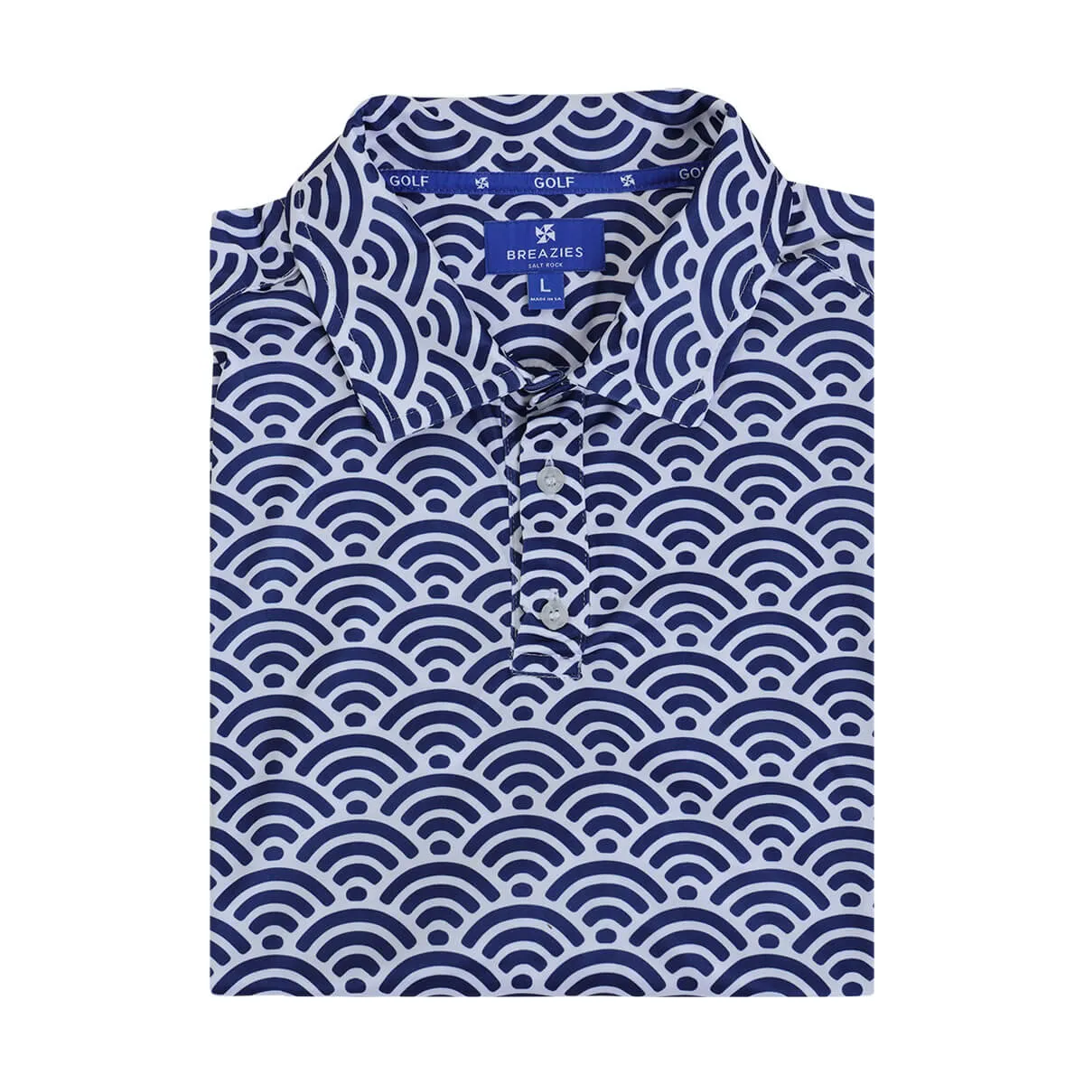 Mens Golf Shirt - Geometric | Navy