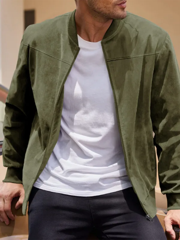 Men's Like Suede Bomber Jacket