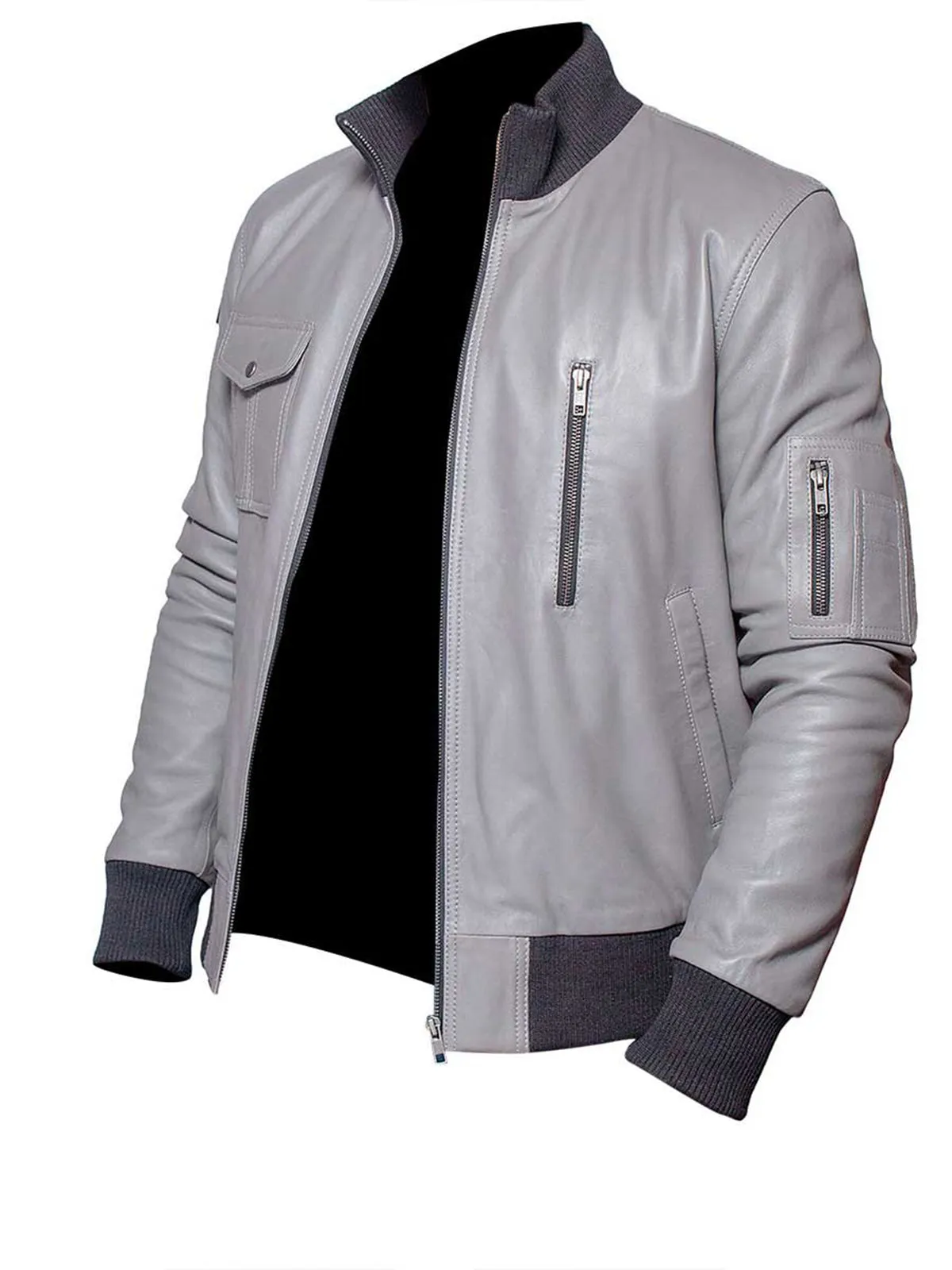 Men's The Luftwaffe German Air Force Grey Leather Jacket