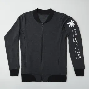 Missouri Star Ladies French Terry Bomber Jacket - Heather Black - 2XL