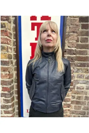 Modfather Clothing - Women's Dark Navy Leather - Harrington Jacket