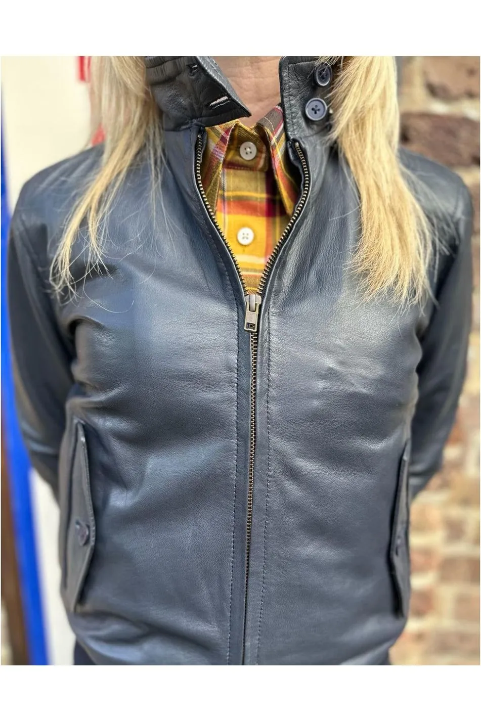 Modfather Clothing - Women's Dark Navy Leather - Harrington Jacket