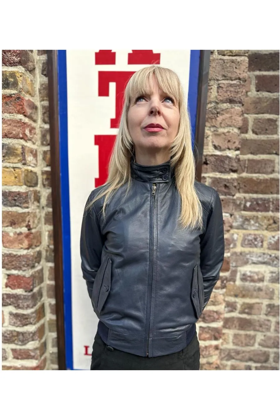 Modfather Clothing - Women's Dark Navy Leather - Harrington Jacket