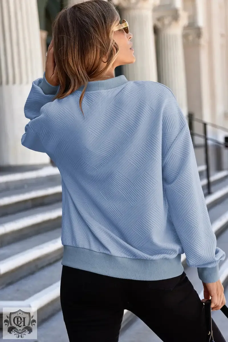 Myosotis Solid Textured Stand Neck Zipper Bomber Jacket