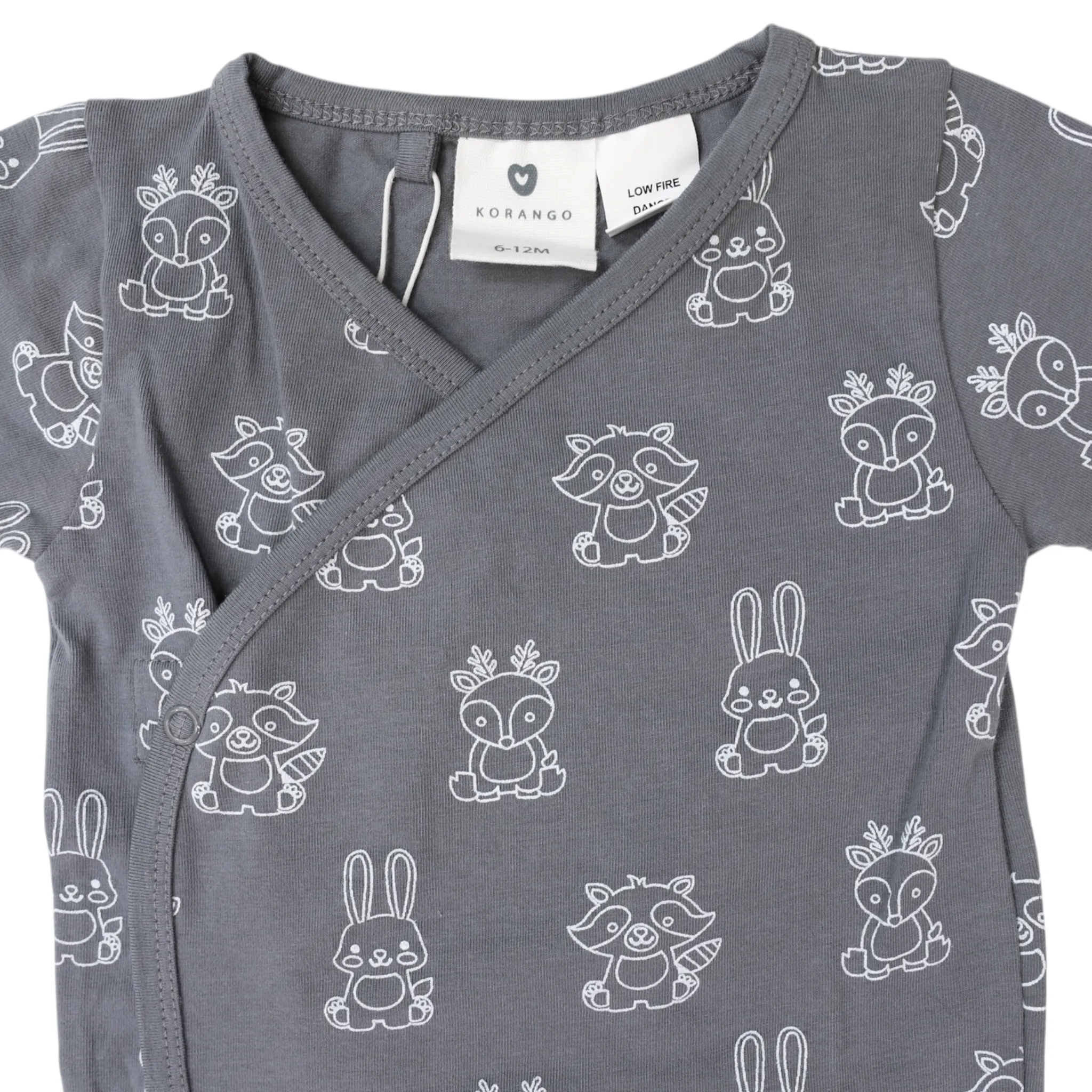 Organic Cotton Short Sleeve Romper Charcoal Print