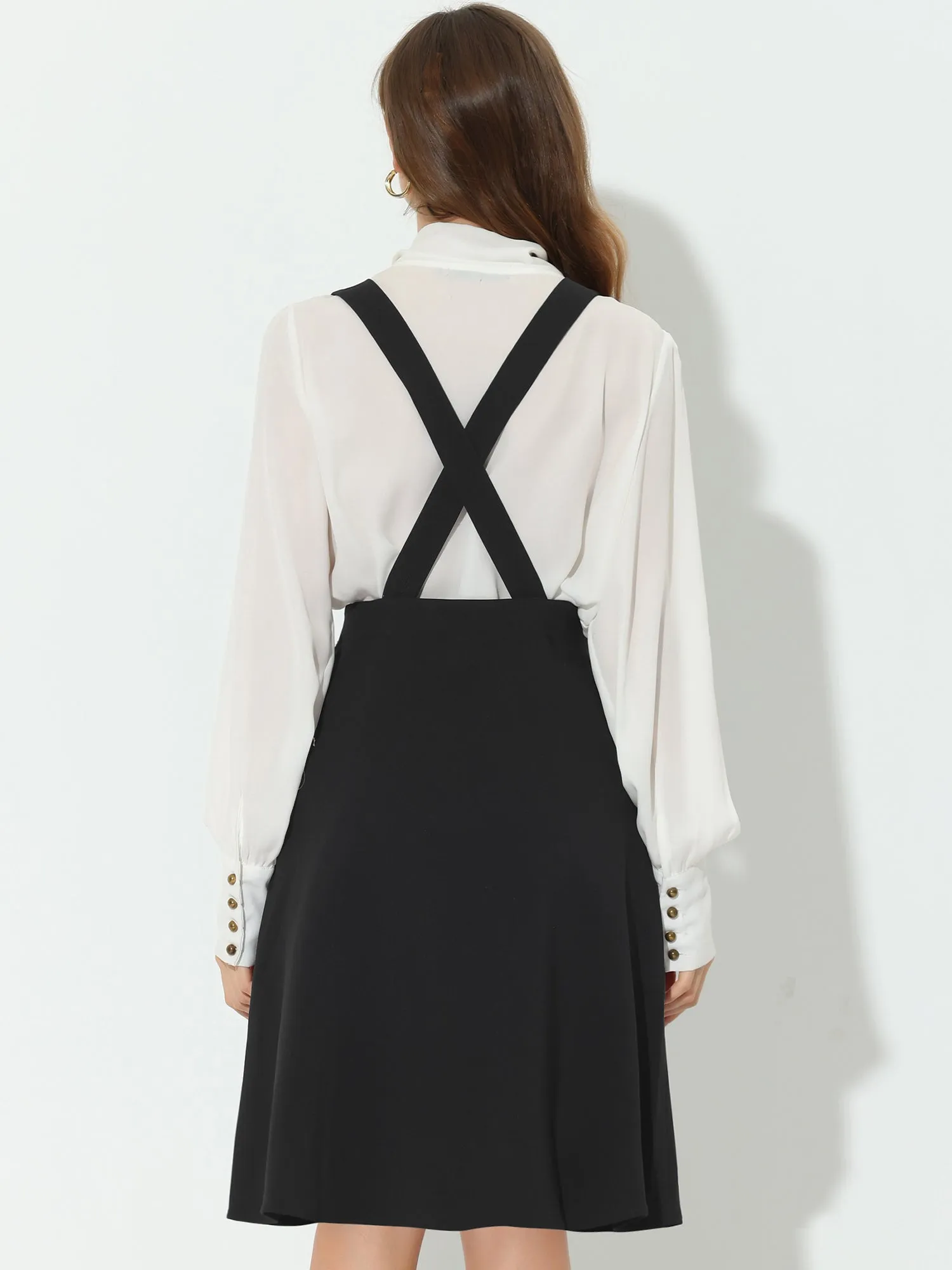 Overall Pinafore Dress Midi Suspenders Skirt