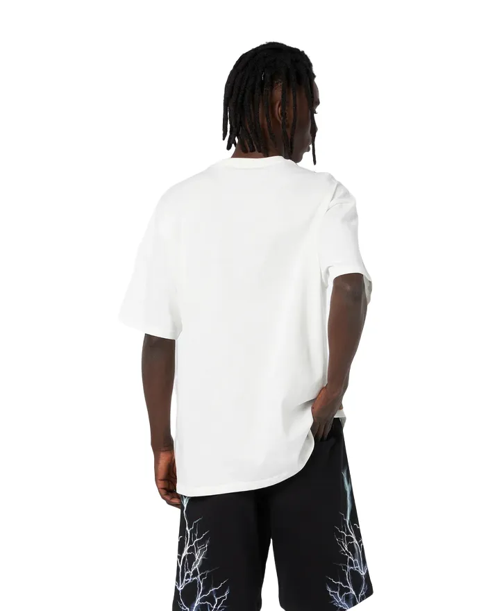 Phobia T-shirt unisex bianca con fulmini blu grigi azzurri PH00107BLGRLB