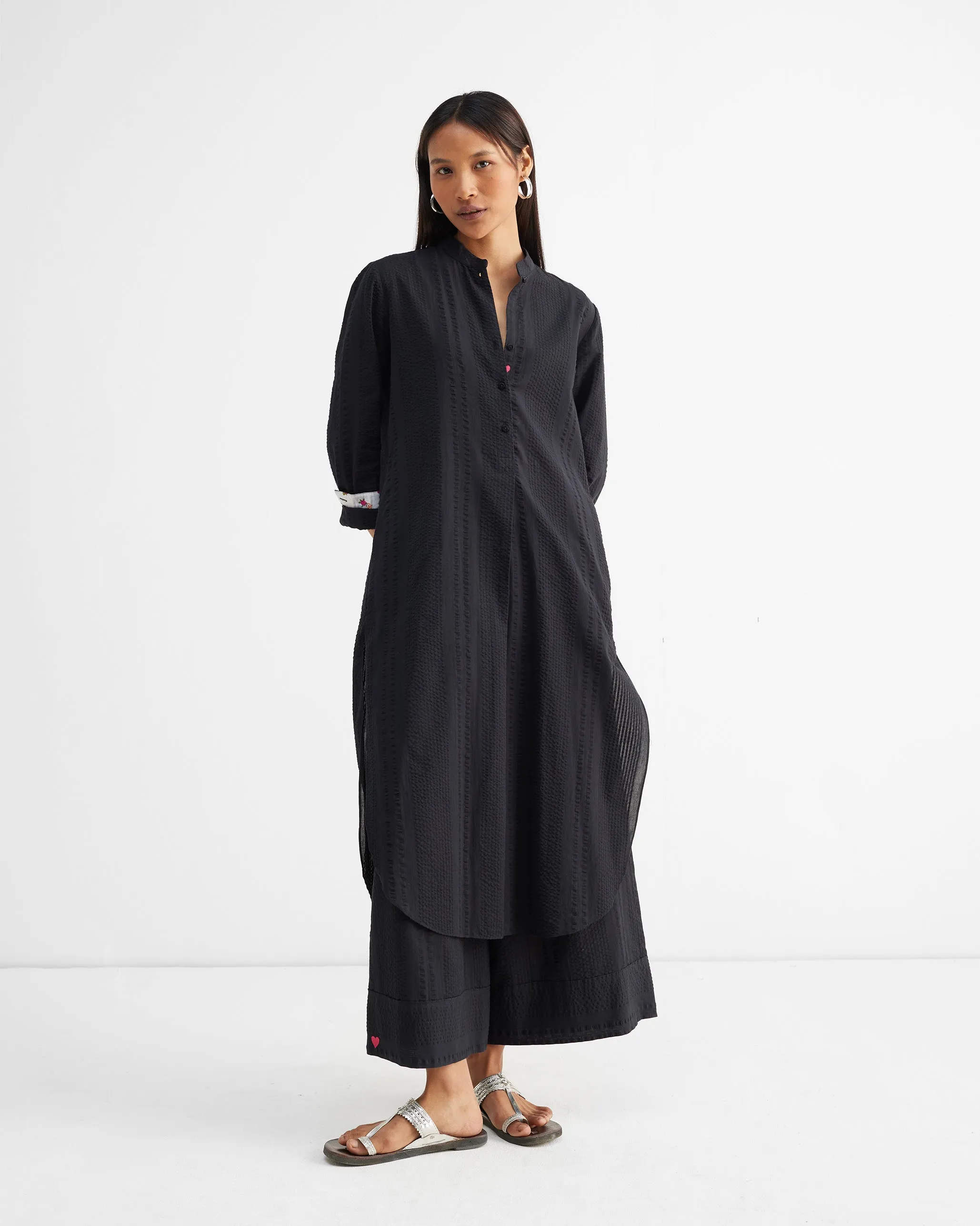 Picnic Culottes - Black Seersucker