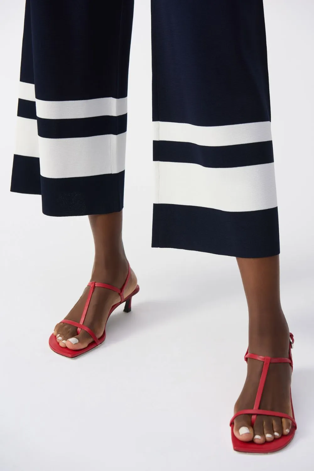 Placement Stripe Knit Culotte | Midnight Blue/Vanilla