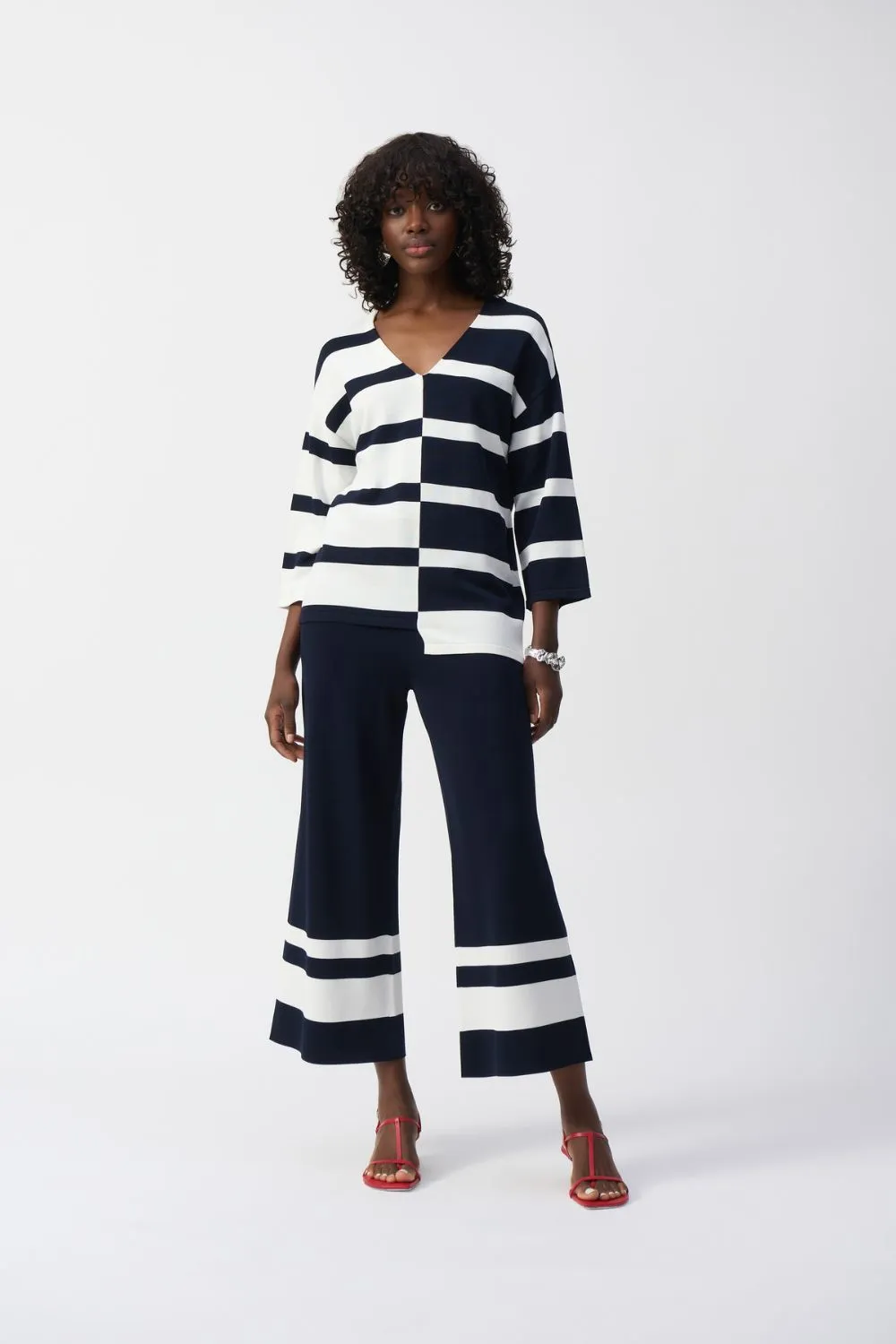 Placement Stripe Knit Culotte | Midnight Blue/Vanilla