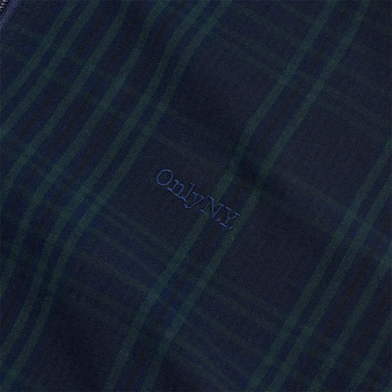 Plaid Bomber Jacket Navy