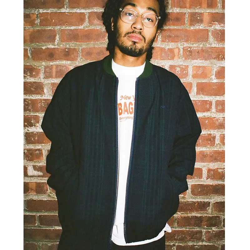 Plaid Bomber Jacket Navy
