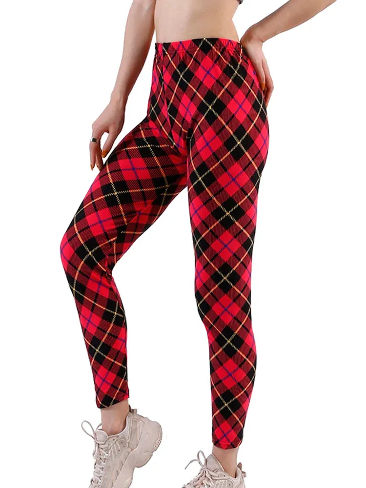 Plaid High Waist Leggings