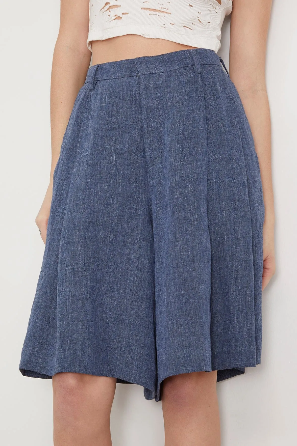 Pleated Culottes in Indigo Blue