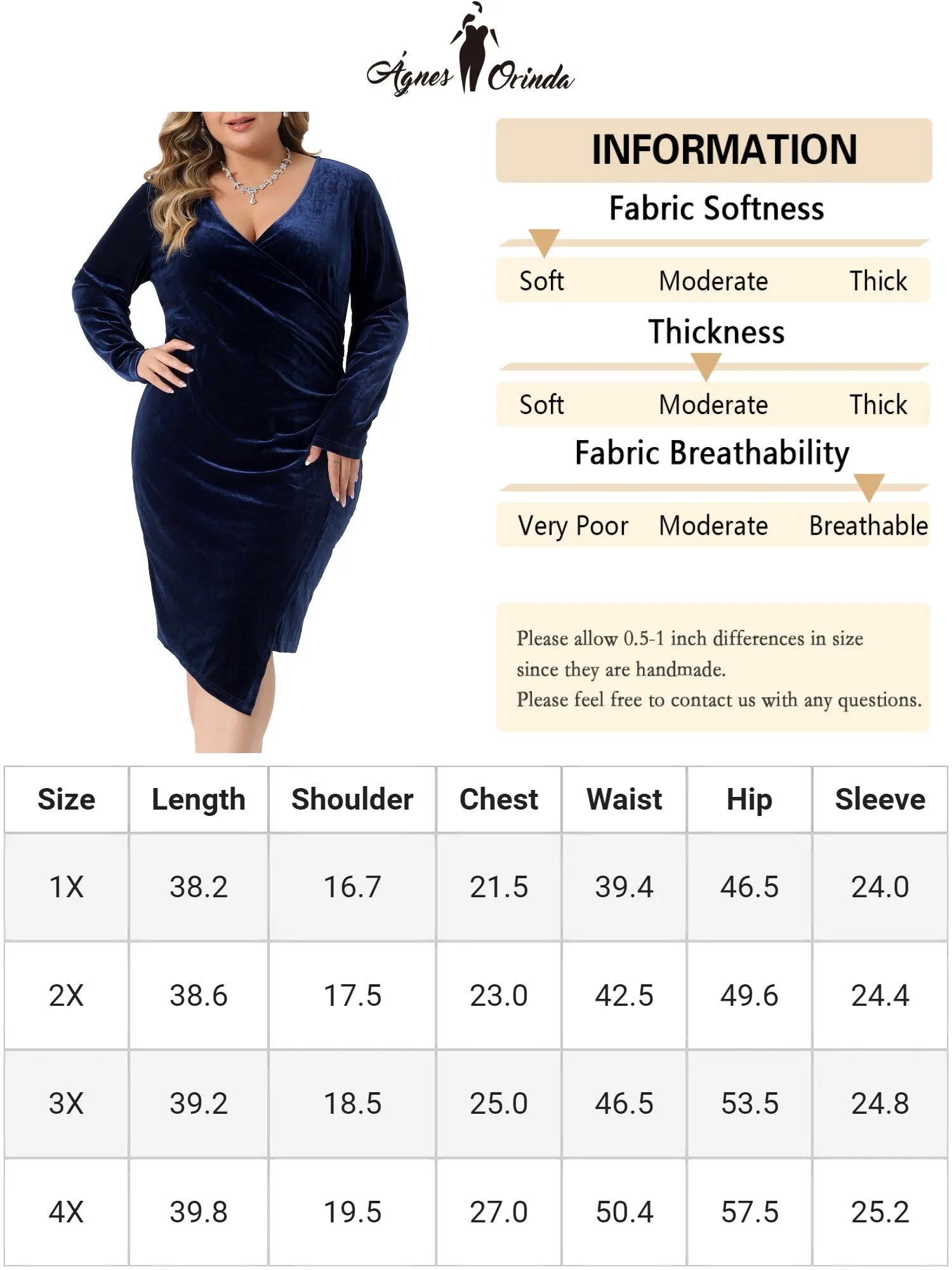 Plus Size Velvet Dresses for Women Faux Wrap V Neck Ruched Long Sleeve Party Cocktail Bodycon Dress