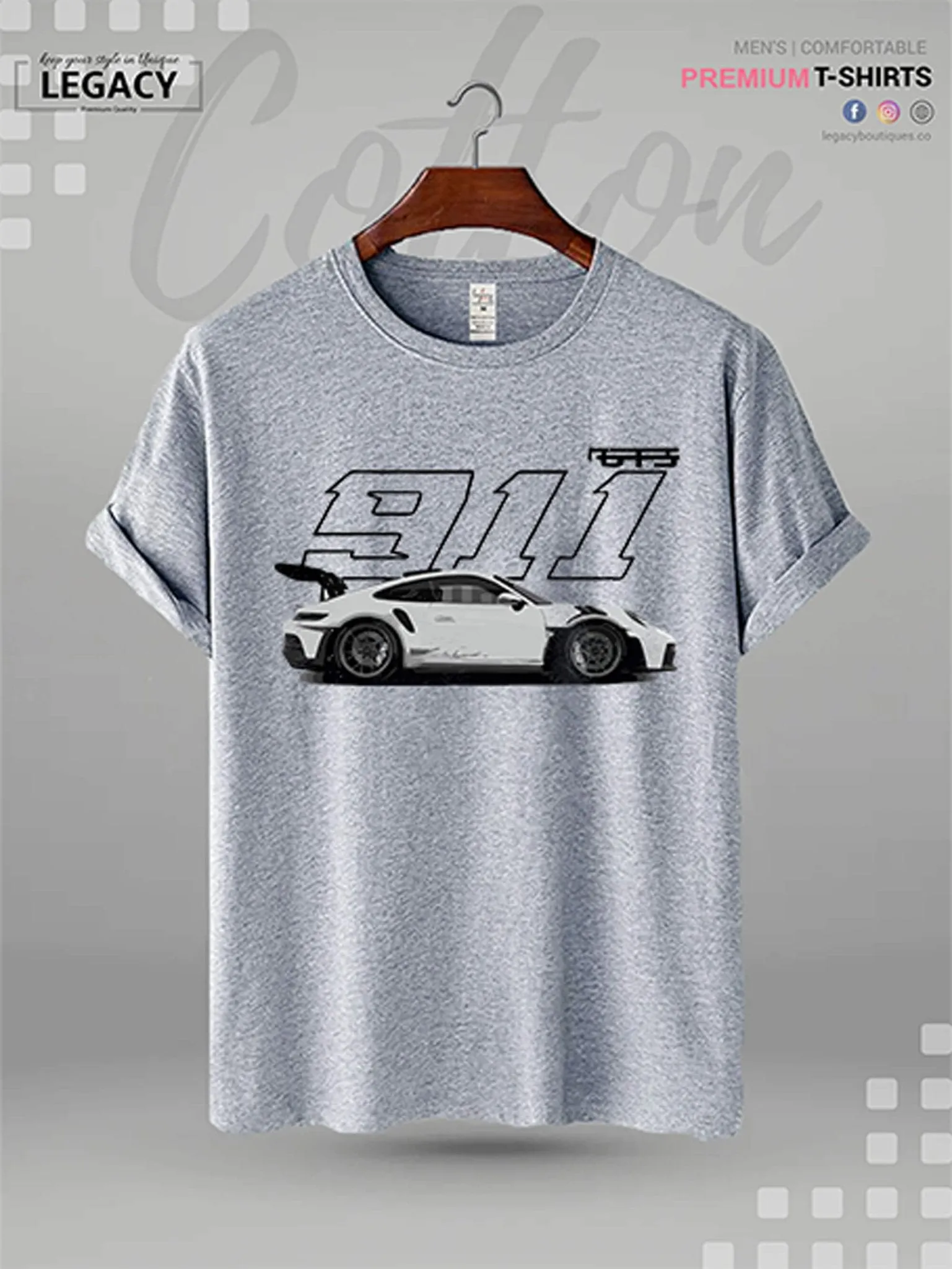 Porsche 911 GT3 RS Printed Men's Premium Quality T-Shirt In Lowest Price Only In BD