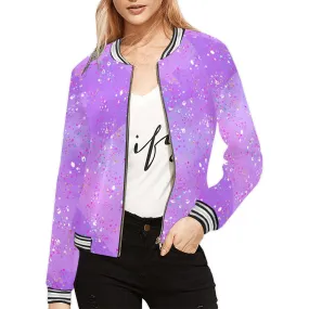 Purple Splash Bomber Jacket for Women
