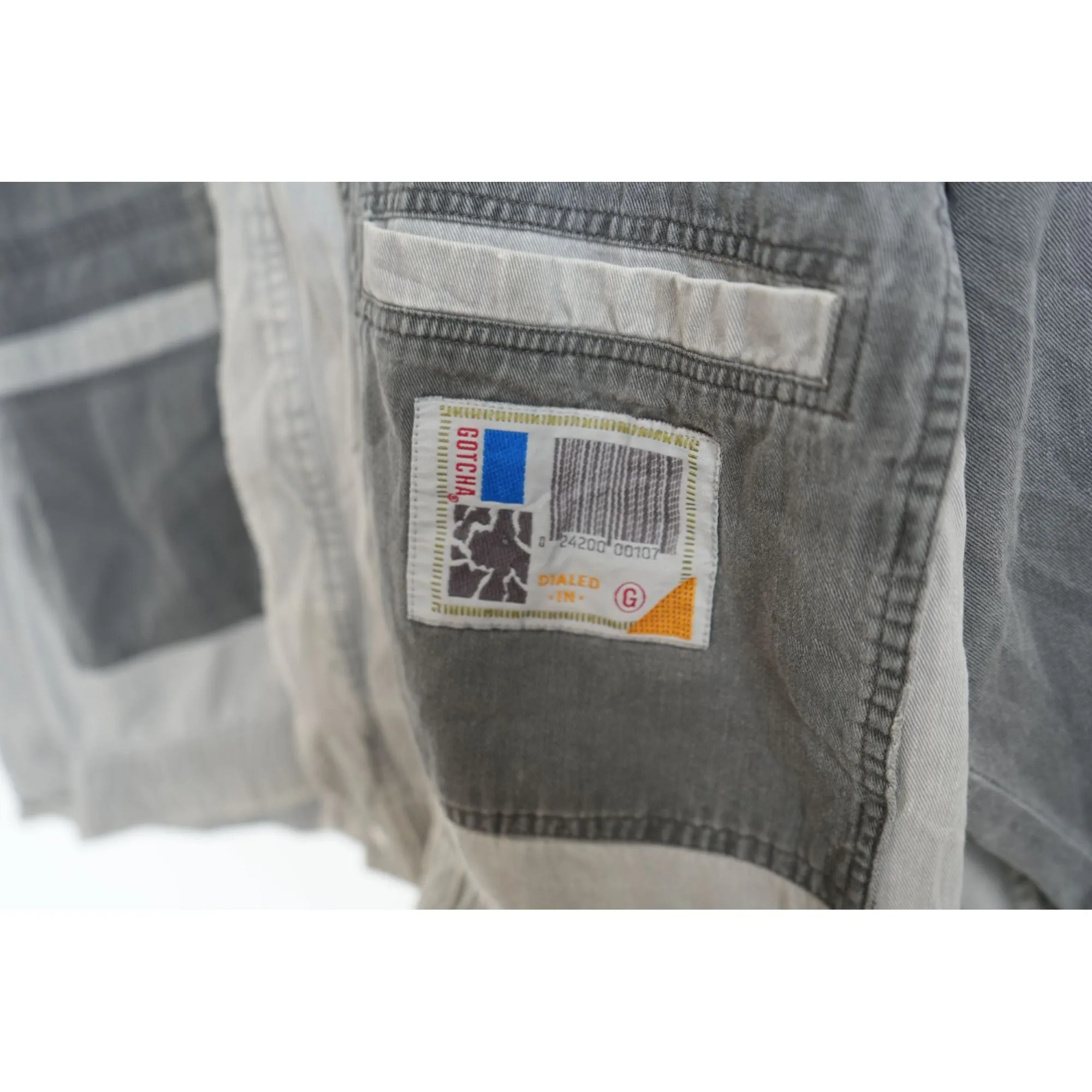 "Retail" Vintage Gotcha Snap Denim Bomber Jacket Two Tone Gray Large Men's