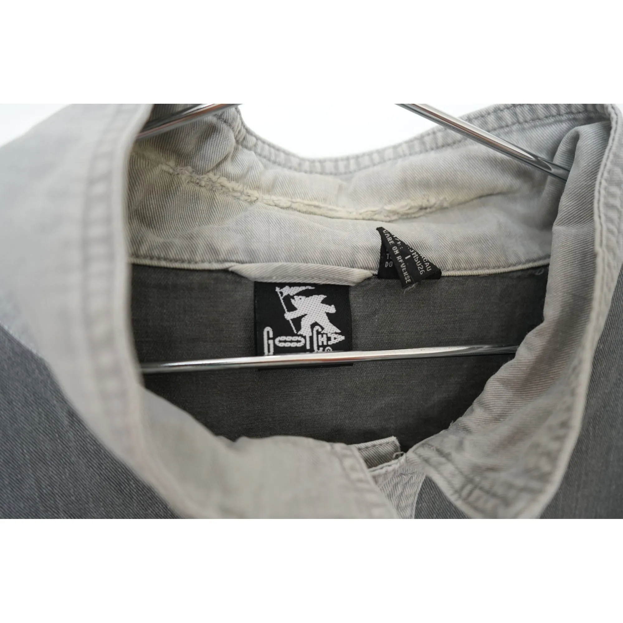 "Retail" Vintage Gotcha Snap Denim Bomber Jacket Two Tone Gray Large Men's
