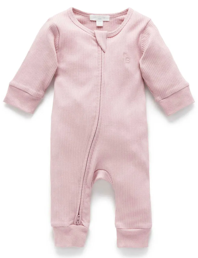 RIB ZIP GROWSUIT - LAVENDER
