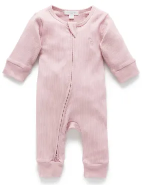 RIB ZIP GROWSUIT - LAVENDER