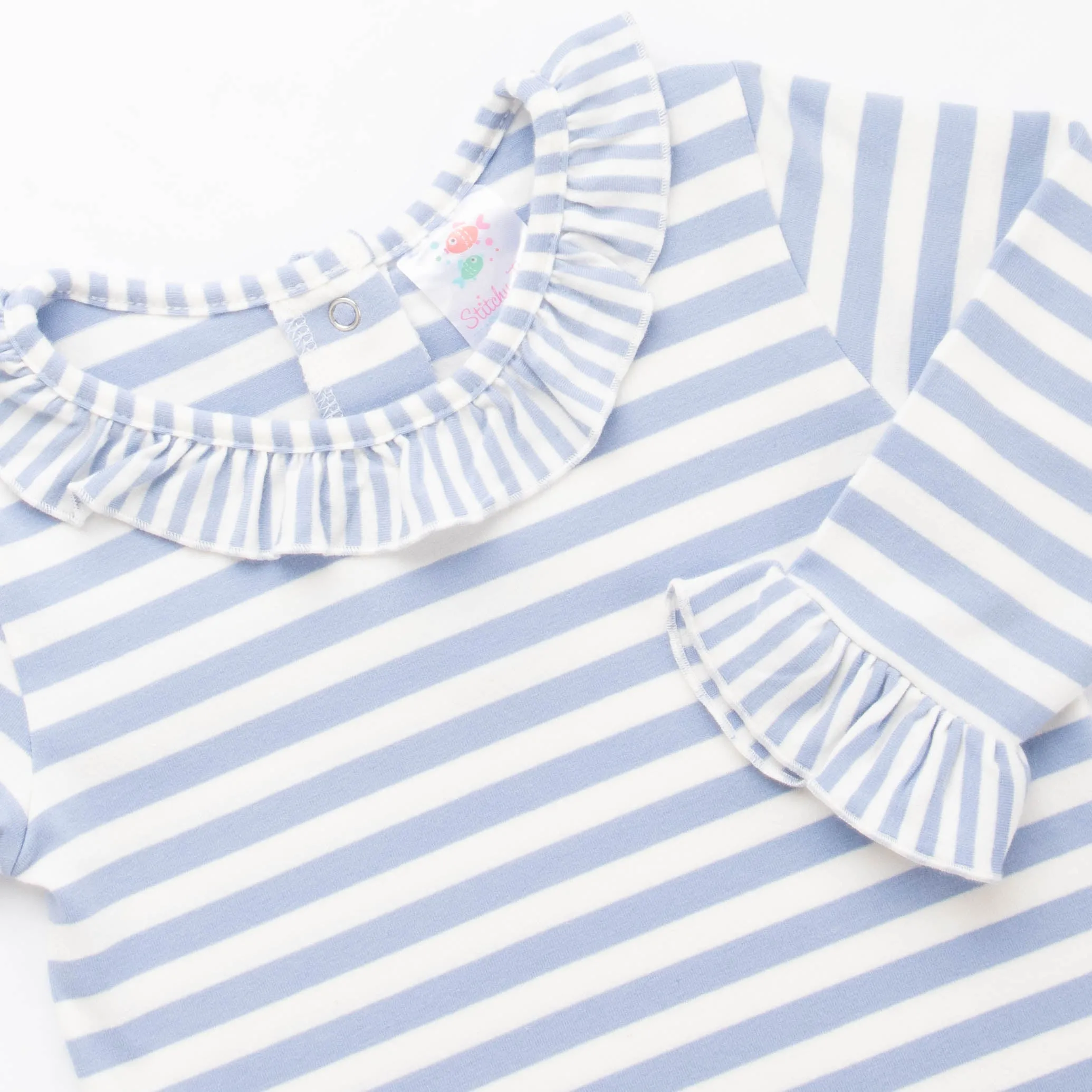 Rylie Romper, Periwinkle Stripe