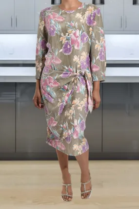 Sage Floral Wrap Over Dress