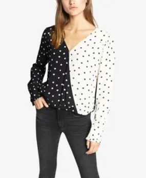 Sanctuary Cori Half and Half Wrap Blouse Polka Dot S