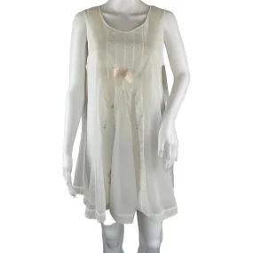 Shadowline Women’s White Chiffon Peignoir Slip Dress and Robe Set Sz S Pre-owned