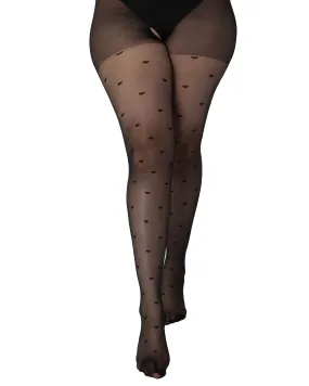 Sheer Heart Crotchless Curvy Super Stretch Tights