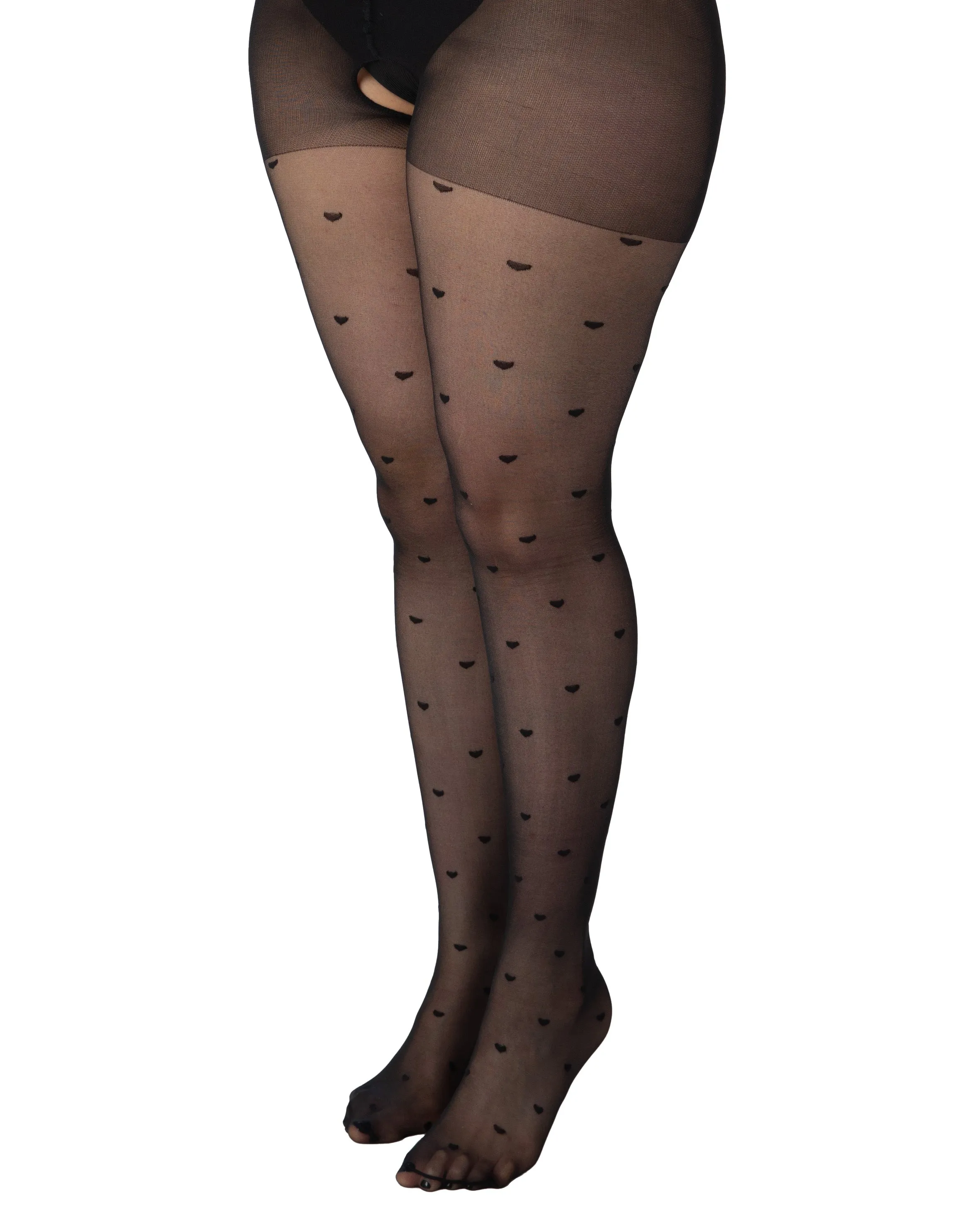 Sheer Heart Crotchless Curvy Super Stretch Tights