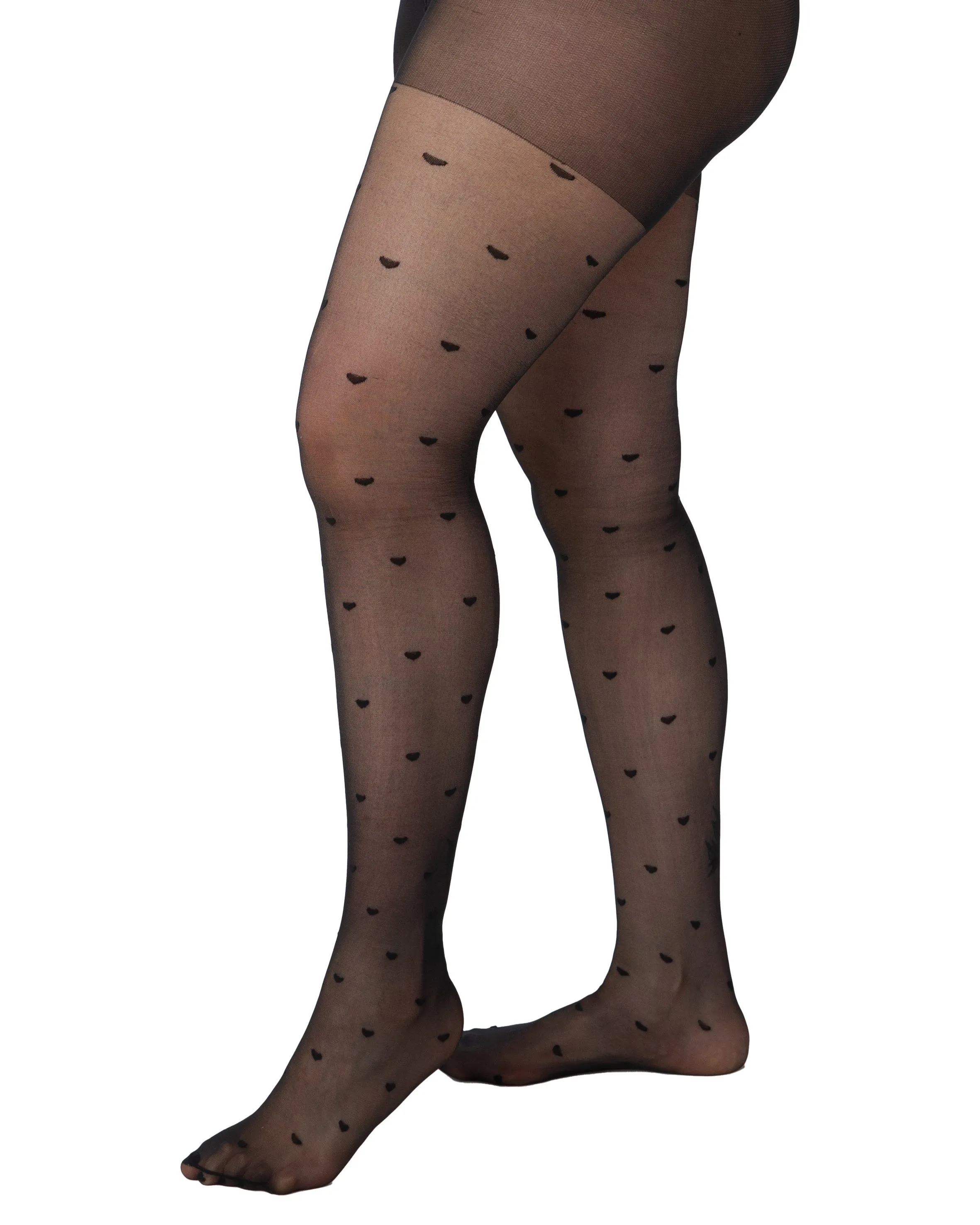 Sheer Heart Crotchless Curvy Super Stretch Tights