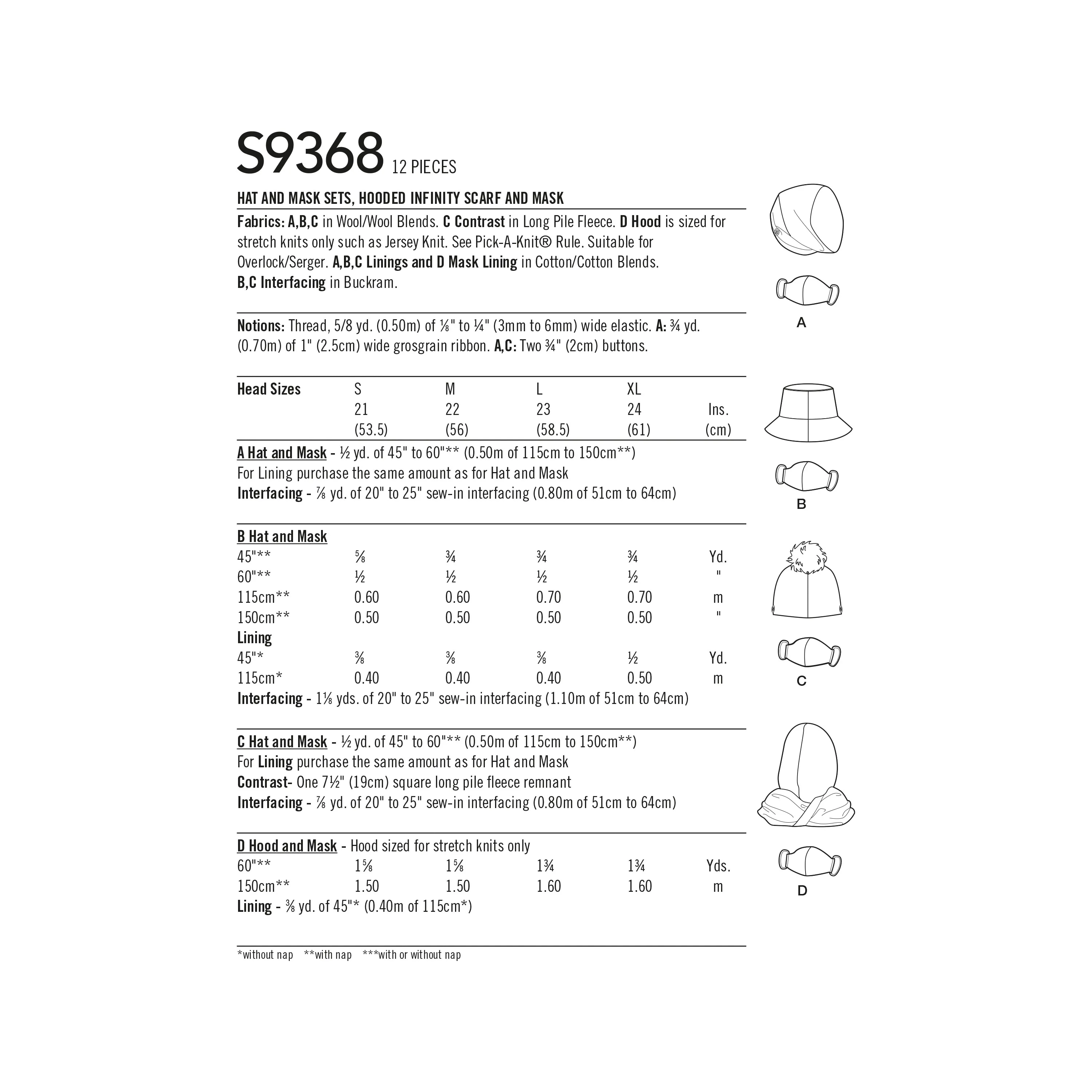 Simplicity Pattern 9368 Hat Nifty Scarf &  Mask