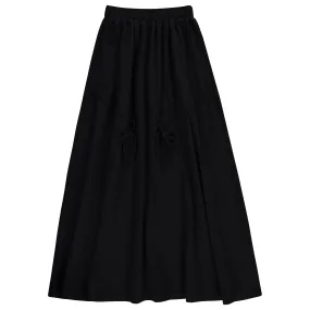 skirt maxi cinched jersey - black