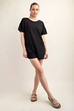 Sky Black Teeshirt Romper
