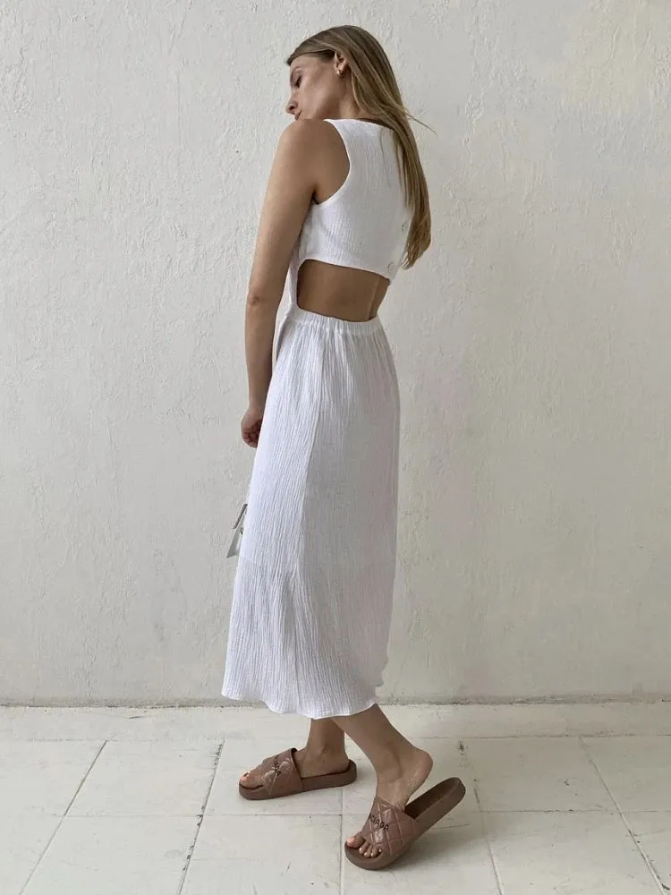 Solange Waist Cut Out Gauge Tank Dress