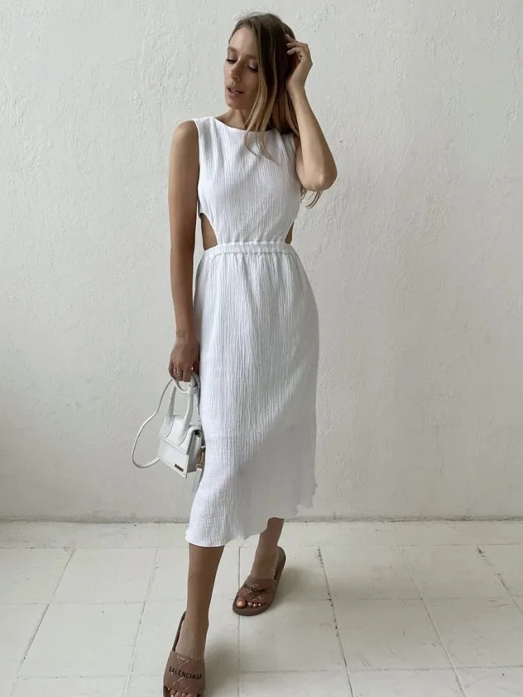 Solange Waist Cut Out Gauge Tank Dress