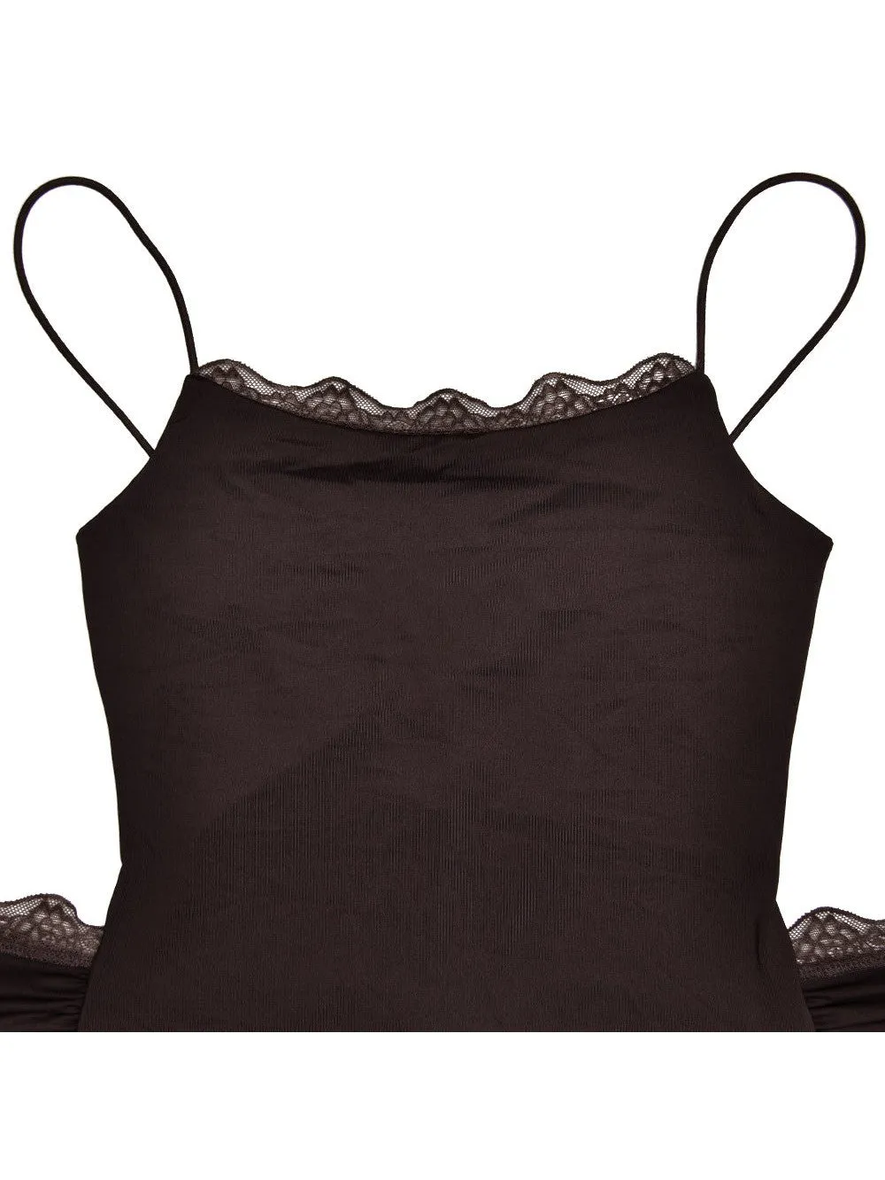 Spaghetti Strap Lace Detailed Ribbon Bodycon Short Dress