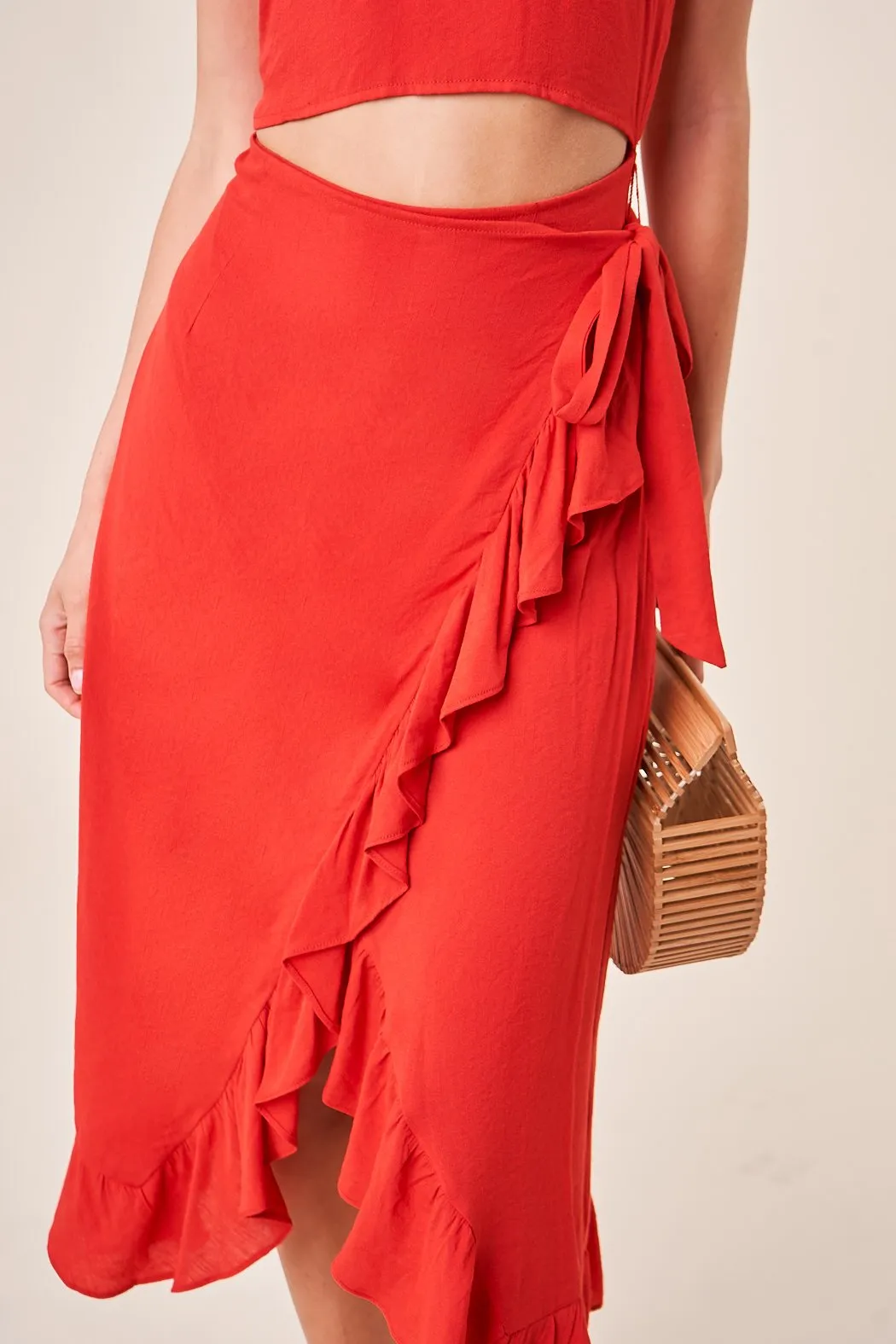 Spicy Salsa Ruffle Wrap Dress
