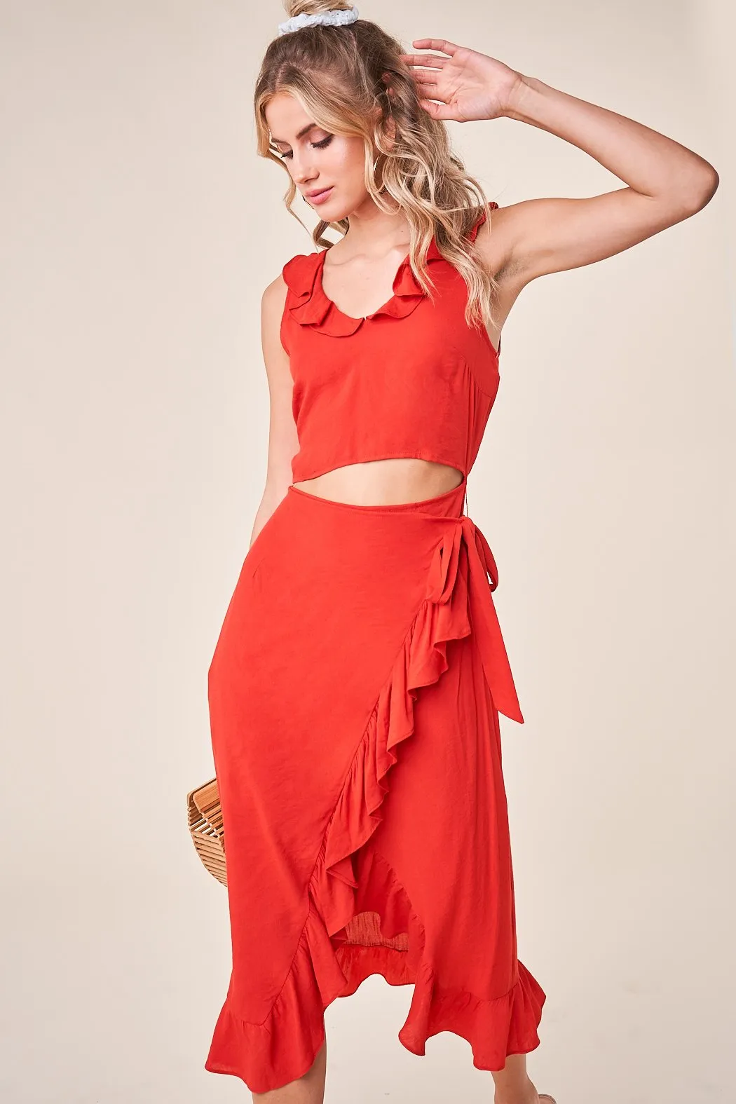 Spicy Salsa Ruffle Wrap Dress