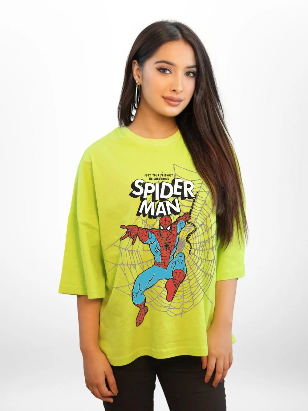 SPIDER-MAN: JUST YOUR FRIENDLY NEIGHBOURHOOD Graphic Printed Womens Drop Shoulder T-shirt Legacy Boutiques Dhaka