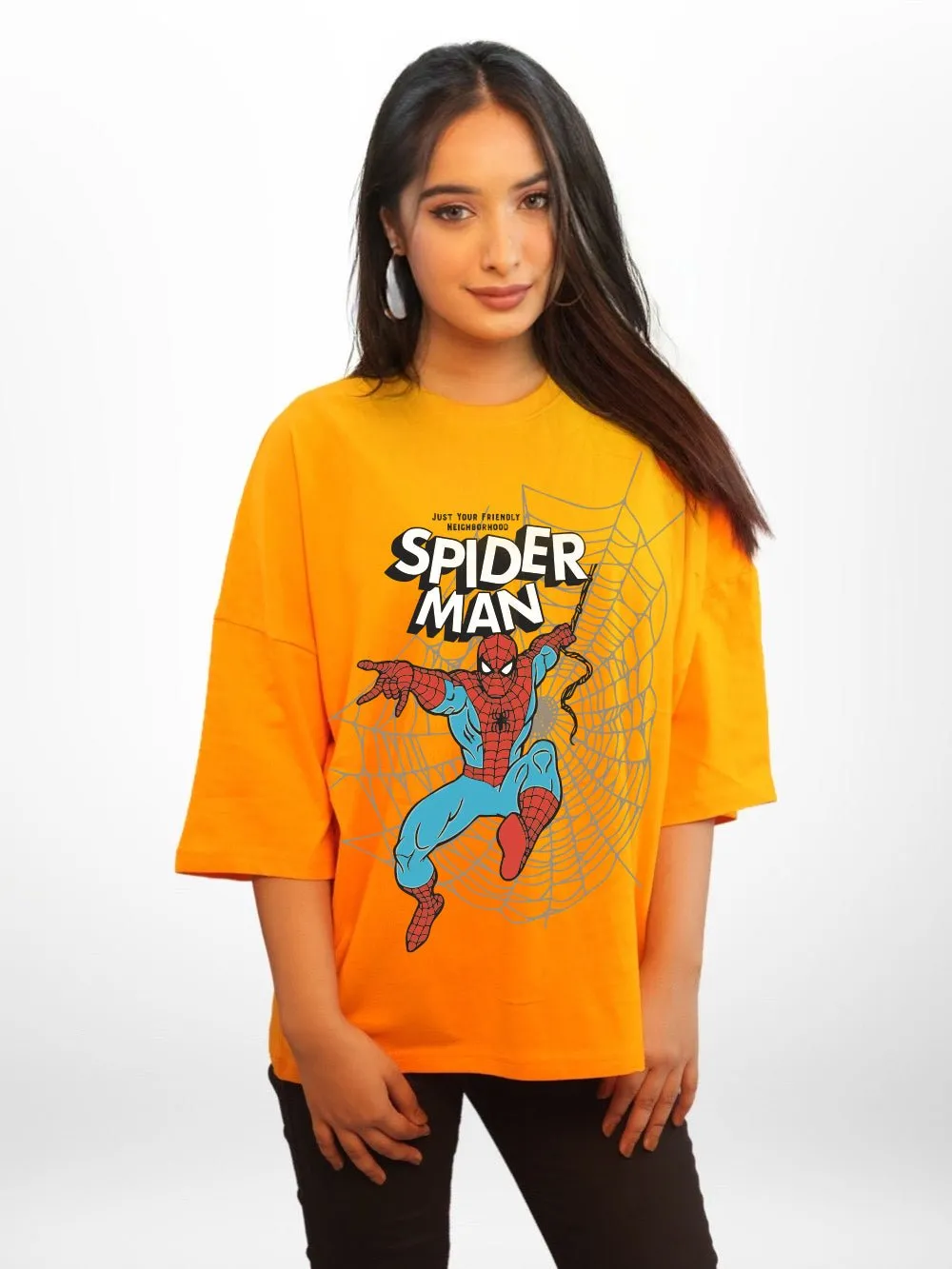 SPIDER-MAN: JUST YOUR FRIENDLY NEIGHBOURHOOD Graphic Printed Womens Drop Shoulder T-shirt Legacy Boutiques Dhaka
