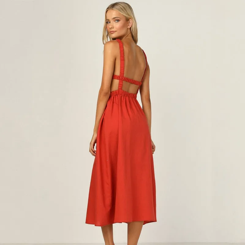 Strap Slip Black Backless Maxi Dress