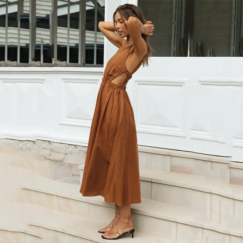 Strap Slip Black Backless Maxi Dress