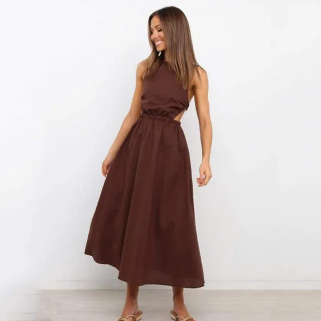 Strap Slip Black Backless Maxi Dress
