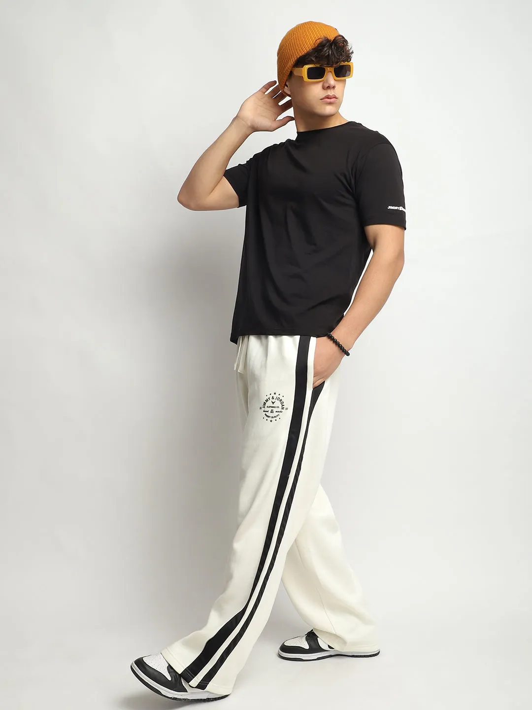 Stratford Off-White Cotton Loose Straight-Fit Sweatpants