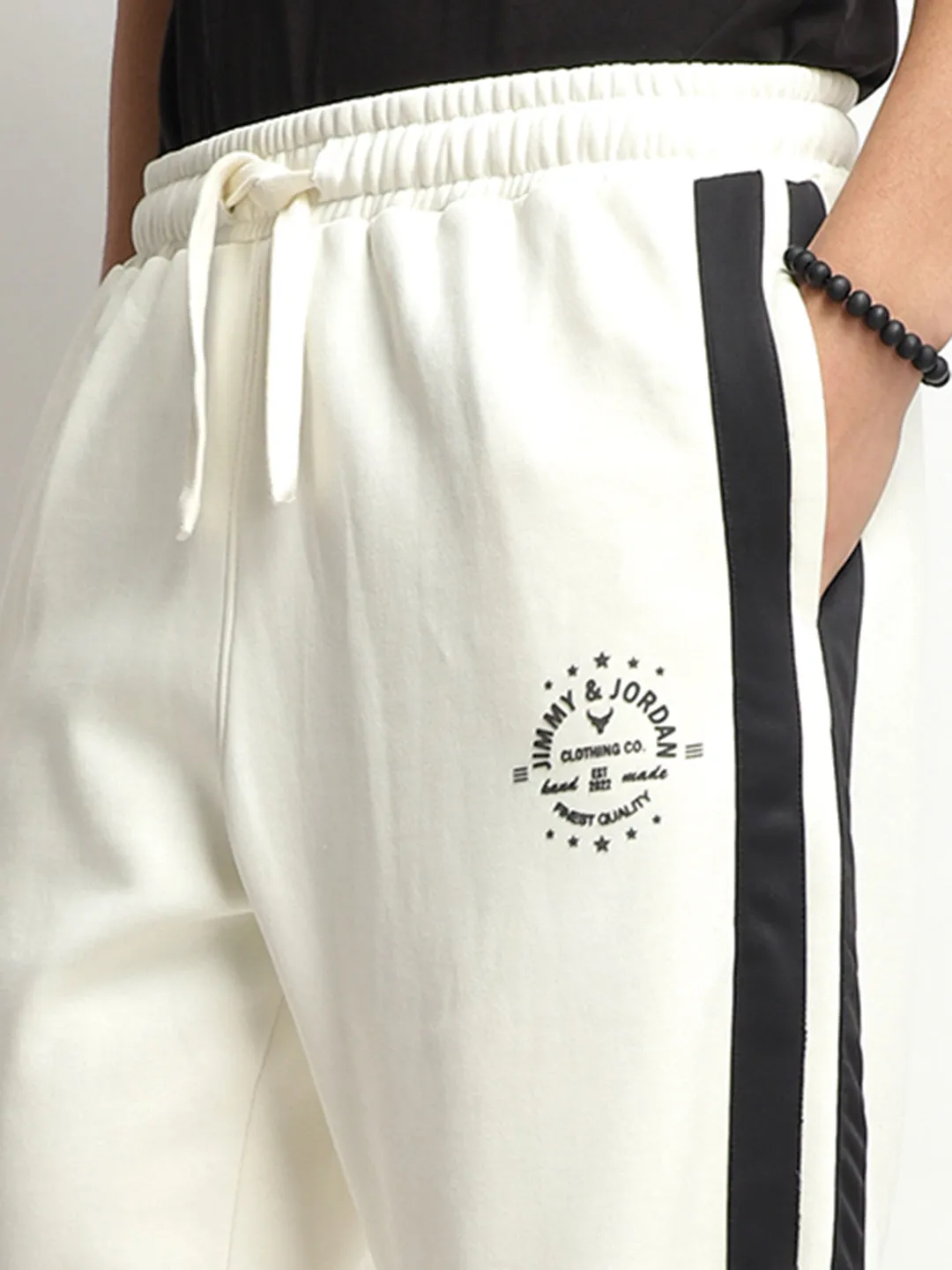Stratford Off-White Cotton Loose Straight-Fit Sweatpants