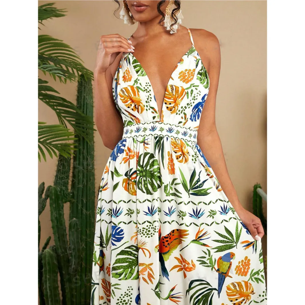 Summer Sexy Backless Beach Vacation Long Dress
